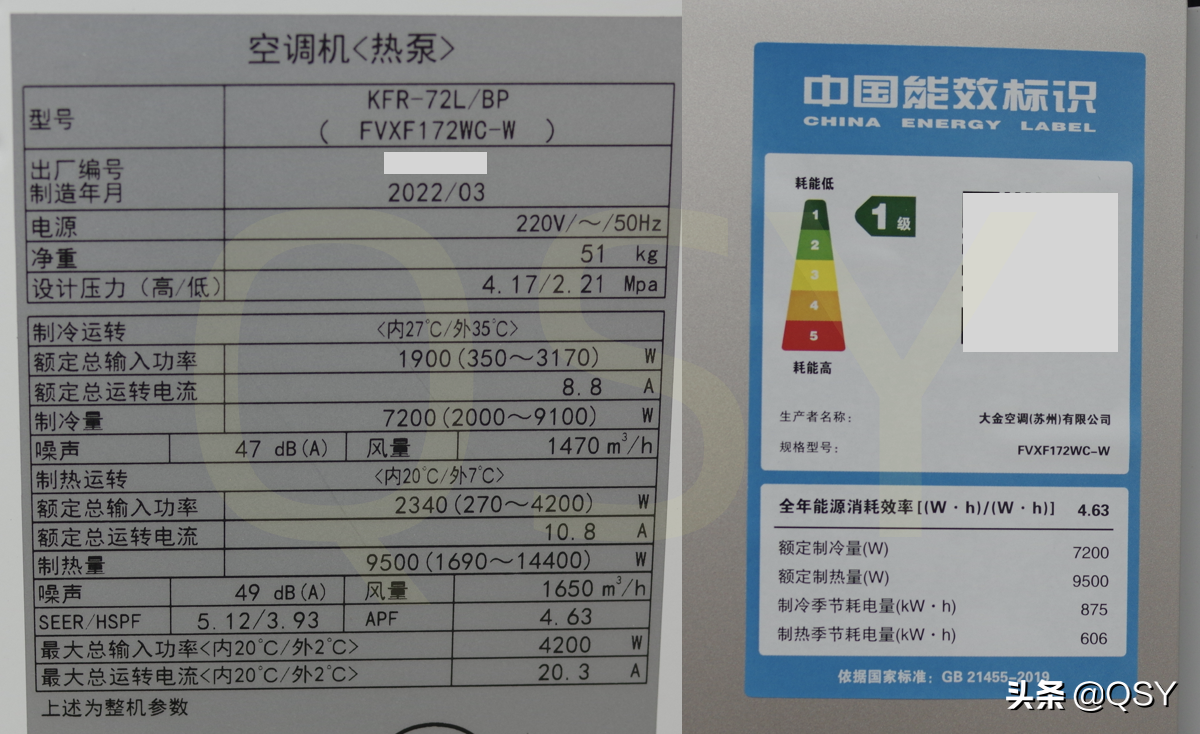 大金空调金质和不金质区别在哪里（拆大金空调帕缔能一二级对比图）